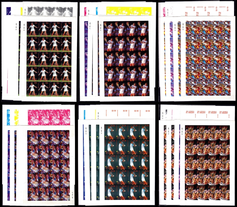 1987 International Lawn Tennis Players Progressive Color Proof Souvenir Sheet Set 1987 International Lawn Tennis Players Progressive Color Proof Souvenir Sheet Set